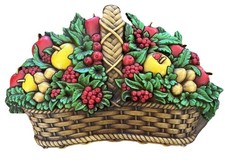 Retro 1978 Homco Plastic Fruit Basket Wall Hanging Molded Decor USA picture