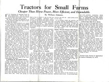 1915 ARTICLE~TRACTORS FOR SMALL FARMS, CHEAPER THAN HORSE POWER MORE EFFICIENT picture