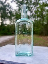 Antique Dr. Pierce's Golden Medical Discovery Bottle Aqua Applied Top Buffalo NY picture