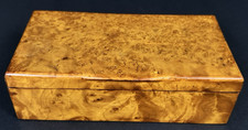 Vintage Burl Wood Keepsake Hinged Lid Jewelry Trinket Storage Box  picture