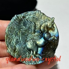 Natural Labradorite Quartz Skull Totem Carved Crystal Unicorn Skull Healing 1pc picture