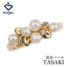TASAKI Freshwater Pearl Diamond K18 Yellow Gold TASAKI Leaf Botanical Used H sh picture