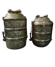 Old copper food container save  antique Islamic inscriptions 3 layers Safartas 2 picture