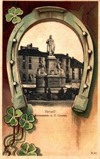 VERCELLI CITY - Monument to C. Cavour - Horseshoe, Clover - V247 picture