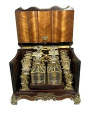 Vintage FRENCH NAPOLEON III Style TANTALUS CHEST SET w/ CRYSTAL LIQUOR DECANTERS picture