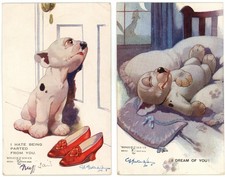 c1925 Bonzo Dog Valentine Postcards Pair George Studdy Series 1053 1076 picture