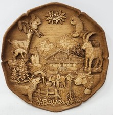 Vintage SIC Tradition Bayern Germany 3D Faux Wood Carved Wall Plate Plaque Box picture