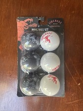 Fireball Whisky Pong Ball Set 6-Pack Plastic - 3 Black & 3 White - New In Pack picture