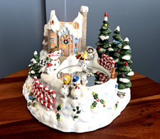 Vintage PartyLite Snowbell P7651 Musical Skating Snowman Christmas Village Candl picture