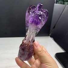 190gNatural Amethyst quartz hand-carved Angel skull Crystal reiki healing picture