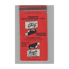 Matchbook Cover Luigis Steak House Restaurant Pasadena CA picture