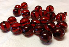 Vintage Transluscent Cherry Round Amber Fraturan Bakelite Beads 92.8 Grams picture