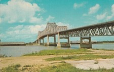 Vintage Souvenir Postcard LA Baton Rouge Mississippi River Bridge picture