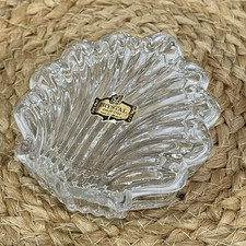 Vintage Crystal Clear Glass Seashell Trinket Dish Vanity Jewelry FLAW READ picture