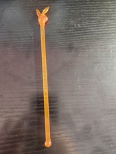 Vintage Playboy Club Plastic Rabbit Head Swizzle Stir Stick Orange Amber Barware picture