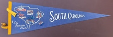 VINTAGE 1960s PALMETTO STATE SOUTH CAROLINA PENNANT SOUVENIR BANNER 26.5