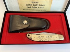 Vintage 1980'S Schrade Scrimshaw Turkey Knife SC508 with Sheath, Paper and Box picture