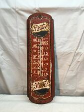 Vtg LARGE PEPSI COLA Soda Metal Tin Sign Thermometer 27” X 8” Rusty Gold picture