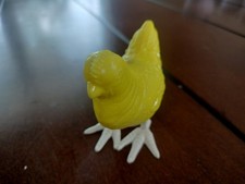 Vintage Yellow Plastic Hen Chicken Figurine Easter Toy Cake Topper 2.5