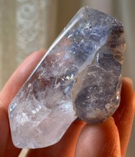 GORGEOUS VERY RARE DUMORTIERITE NEEDLE FAN SPRAY IN QUARTZ POINT CRYSTAL picture