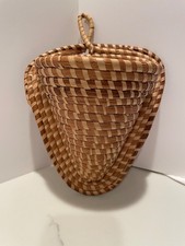 Vintage Handcrafted Gullah Sweetgrass Hanging Wall Pocket Basket picture