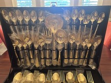 Wm Rogers & Son Gold-Plated 51 Pc Flatware Set Service For 12 & 3 Serving Pcs picture
