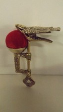 New Antique Reproduction Brass Sewing Bird Clamp With Pincushion A1115 picture