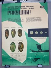 Soviet Poster 1959 River Mussel Shells Procurement USSR Agriculture Propaganda picture