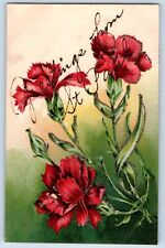 St Paul Minnesota MN Postcard Greetings Red Flowers Glitter 1910 Vintage Antique picture