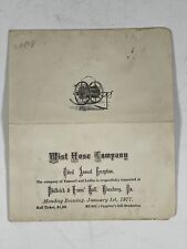 Antique Firefighter 1800s Ephemera Mist Hose Company 1877 Reception Invitation picture