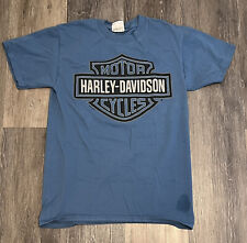 VINTAGE Harley Davidson Small Glasgow Scotland Blue Women's T-Shirt Pre-Owned picture