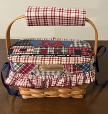 RARE 1996 Longaberger Dresden Tour Basket HOME SWEET HOME Fabric Lid Quilt Liner picture