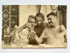 Handsome young men hugs naked torso affectionate guys gay interest Vintage Photo picture