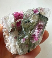Watermelon Tourmaline in Quartz - Mineral Crystal Specimen Brazil 194g T15 picture