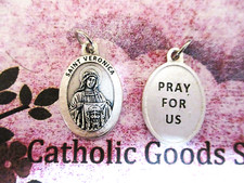 Saint St. Veronica + Pray for Us  - Silver tone Oxidized 1 inch Medal  picture