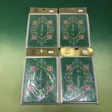 Lot 4 Vintage Lilac Hedges Party Invitations Sealed NOS Preppy Green Stationery picture