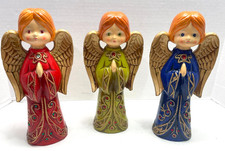 3 Ardco Japan Angels Vintage Christmas Figures 10.5” Tall - Red, Green, Blue picture