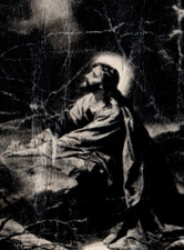 1957, Jesus Thy will be done Bible verse Religious Prayer Card Vintage picture