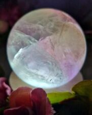 Beautiful Pastel Fluorite Crystal Sphere With Rainbows 57mm 327g & Light Stand picture