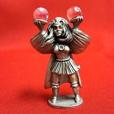 VTG Spoontiques CMR517 Pewter Miniature Sorceress Red Eyes Holding 2 Crystal Orb picture
