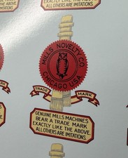 Mills Novelty Co Arcade Slot Machine Decal Replacement Owl Stamp Antique Repro picture