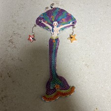 Vintage Mermaid Wall Hanging Ceramic And Copper 18” Length 8” Wide picture