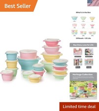 Heritage 36-Piece Vintage Pastel Set 18 Containers + 18 Lids picture