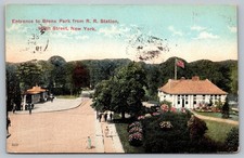 Bronx Park Entrance 180th Street Rail Road Station NYC Postcard 1917 picture
