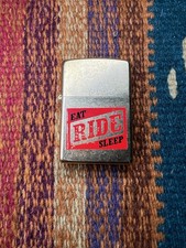 2004 Marlboro ZIPPO Brass Lighter EAT RIDE SLEEP Motorcycle Promo NEW picture
