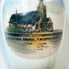 TACOMA WA WASHINGTON Antique ST PETERS CHURCH Souvenir PAINTED TRINKET picture