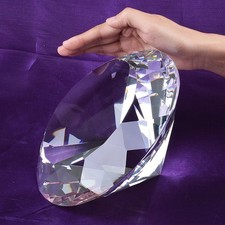 LONGWIN 200MM Clear Crystal Diamond Glass Paperweight Photo Prop Free Stand Gift picture