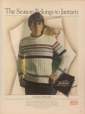 1981 Jantzen Sweater PRINT AD Holiday Warmth Nerd Wintuk Orlon Fabric VTG 1980s picture