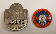 Vintage 1928 Illinois Chauffeur Badge & 1940 Teamsters Union Pin picture