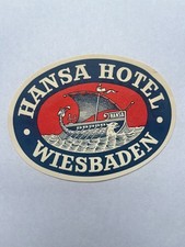 Vintage HANSA HOTEL Decal Wiesbaden, Germany 4X4 picture